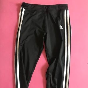 Adidas Girl Black Stripe Legging Large Womens XS
